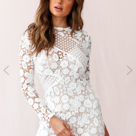 Selfie Leslie Long Sleeve White Lace Dress - XS - Picture 2 of 2